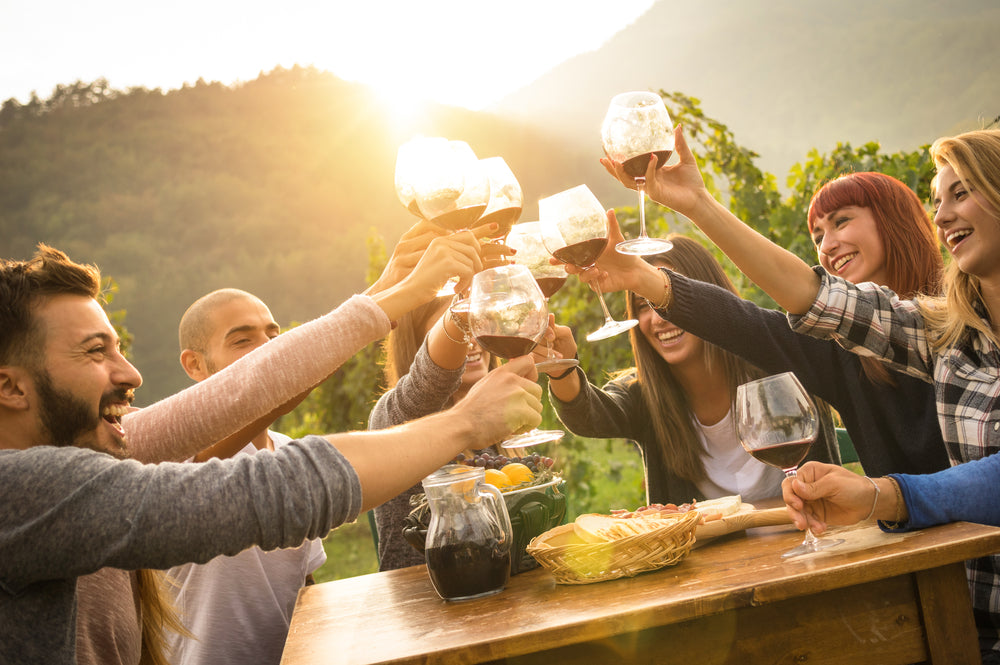 Happy friends having fun outdoors