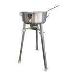18 QT powered fish fryer standing on leg extensions