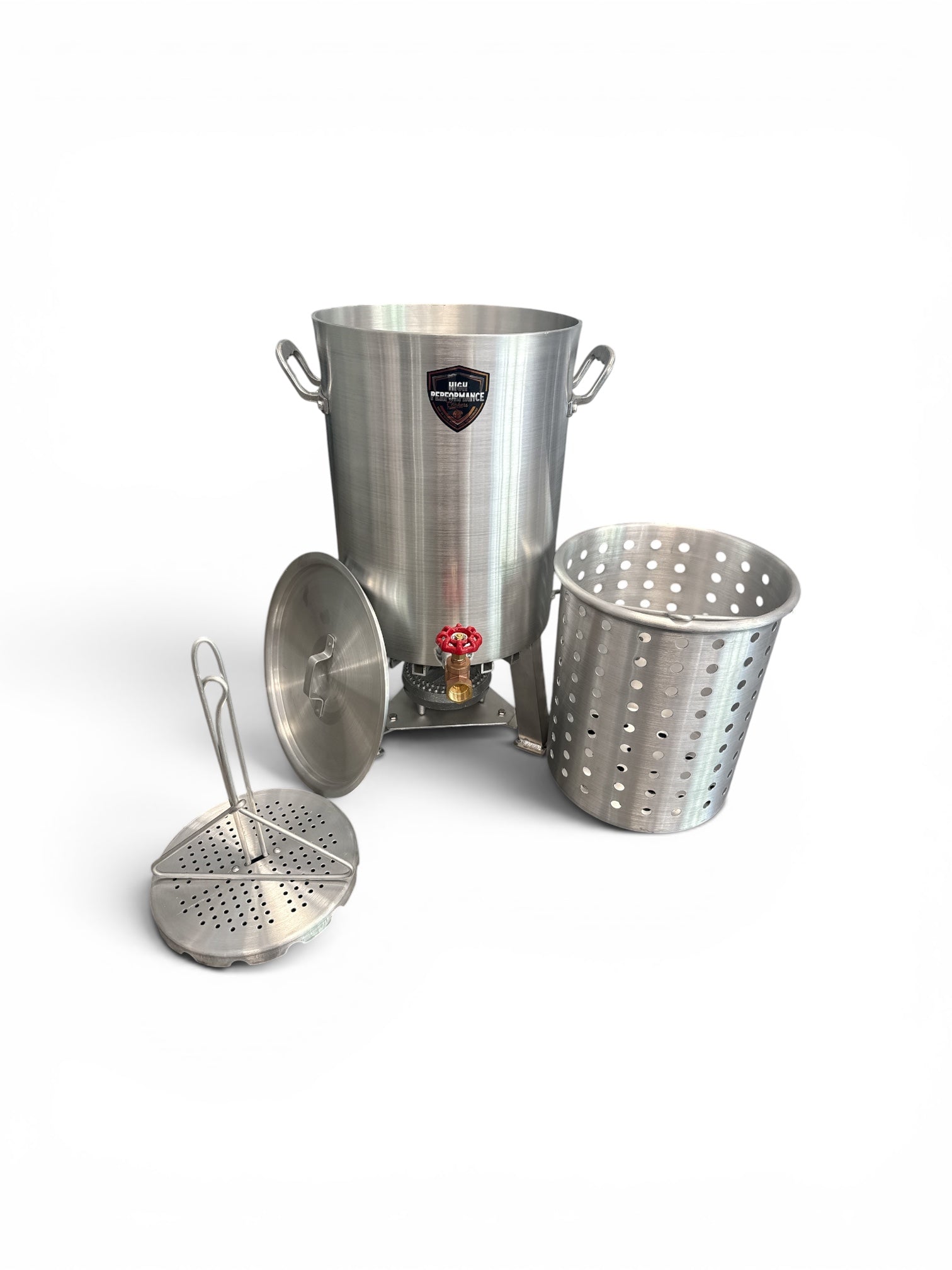 30 Qt Turkey Fryer Powered Pot With Drain Valve, Lid & Turkey Rack