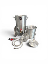 30 Qt Turkey Fryer Powered Pot With Drain Valve, Lid & Turkey Rack