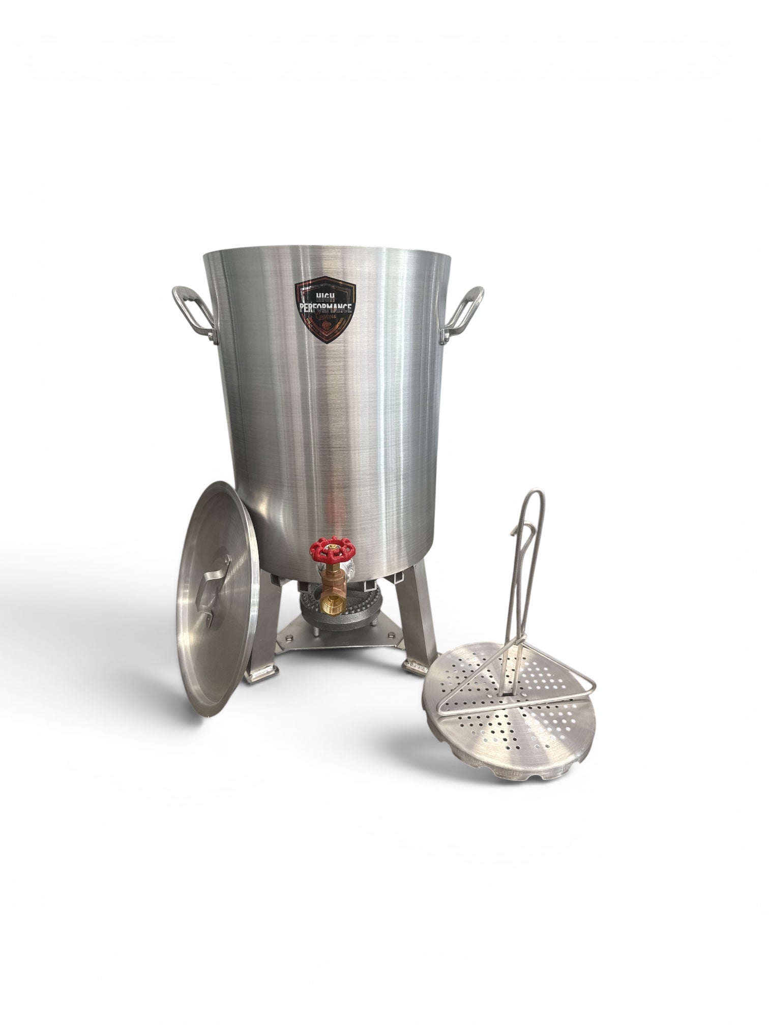 30 Qt Turkey Fryer Powered Pot With Drain Valve, Lid & Turkey Rack