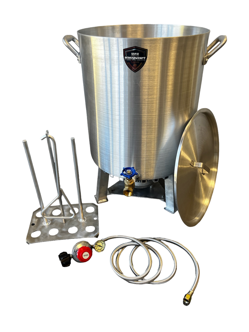 60 Qt Dual Turkey Fryer Pot With Drain Valve / Lid & Turkey Rack