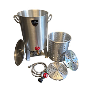 30 Qt Turkey Fryer Pot With Drain Valve, Basket, Lid & Turkey Rack