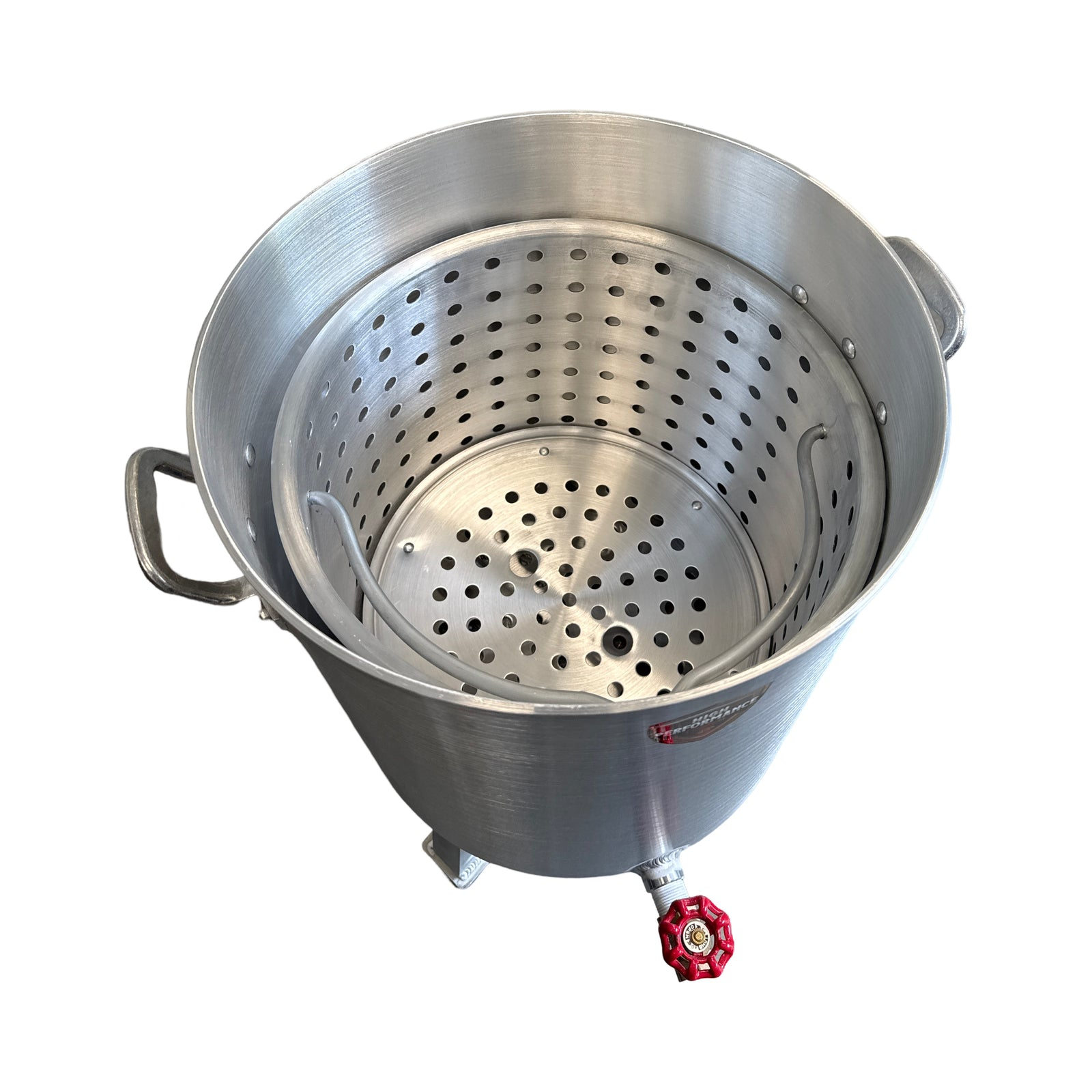 Aerial view of a 60 QT crawfish boil pot
