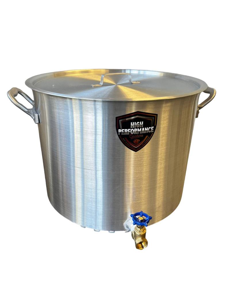 larger outdoor boiling pot with a valve