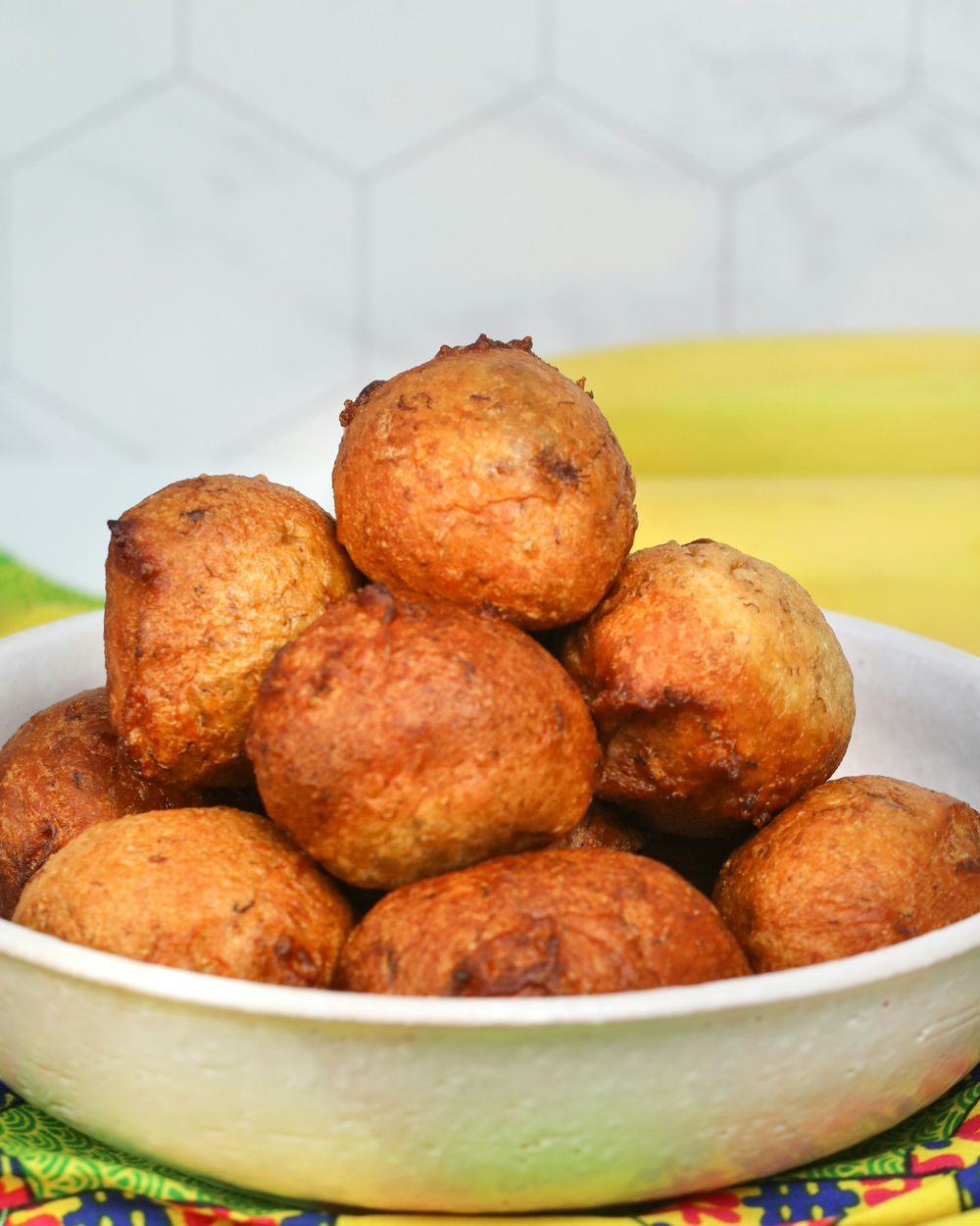 A bowl of golden fried hushpuppies