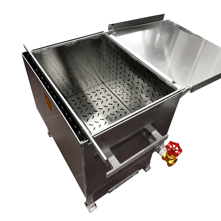 Top view of an open HPC propane seafood boiler